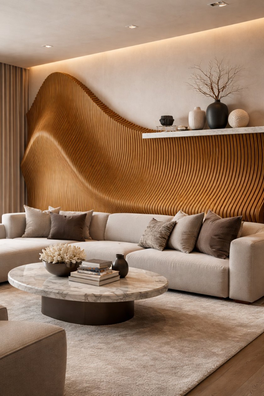 Render muro paramétrico de madera